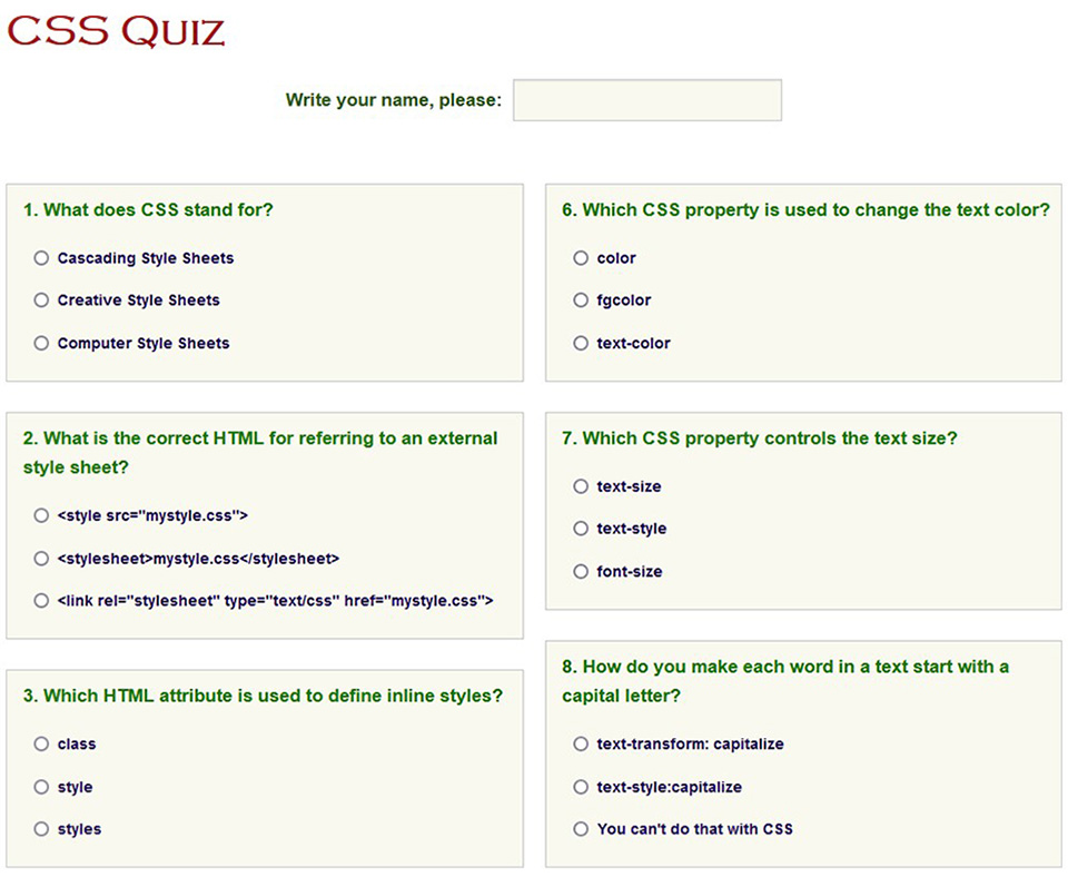 CSS Quiz Foundation